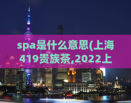 spa是什么意思(上海419贵族茶,2022上海夜生活节)